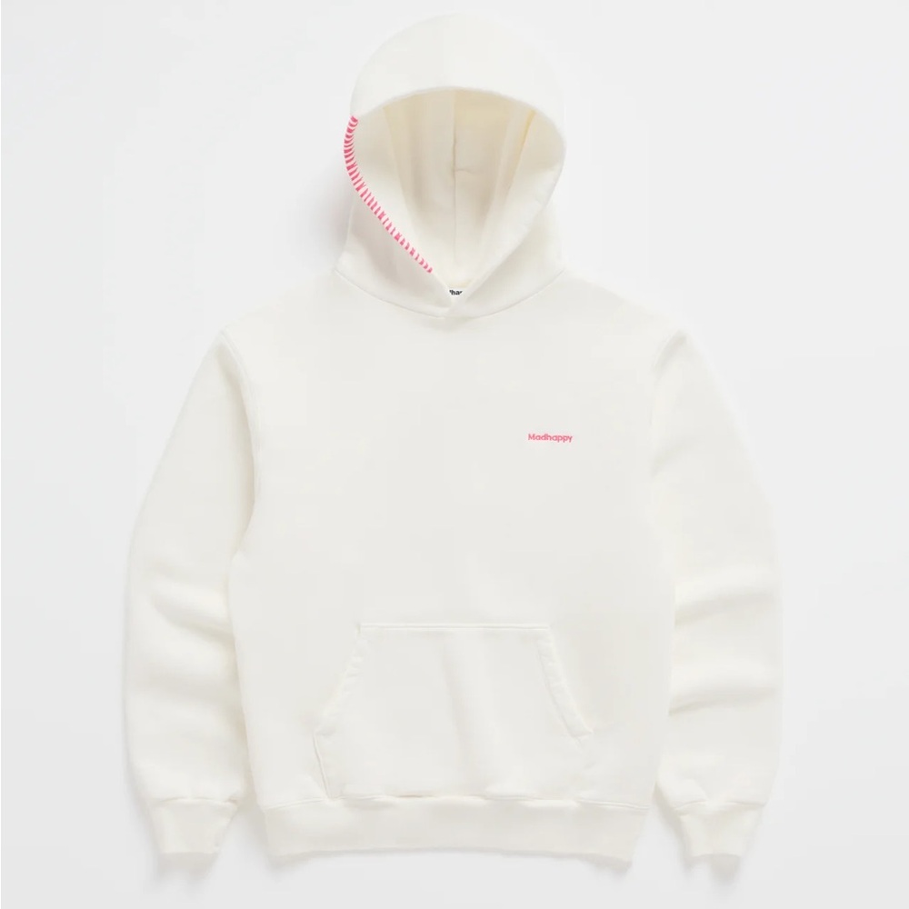 *BRAND NEW WITHOUT TAGS* Madhappy Classics Fleece Hoodie White and Pink Large